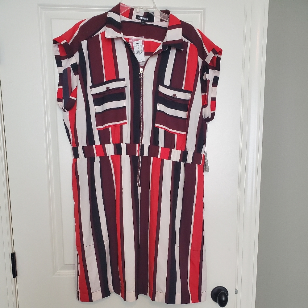 NWT Express Shirt Dress with Elastic Waist XL